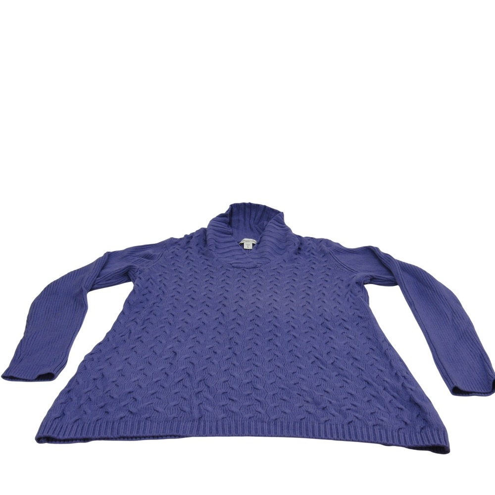 Coldwater Creek Women's Cowl Neck Sweater Purple Cable Knit XL Size 16